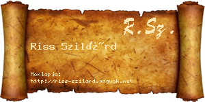 Riss Szilárd névjegykártya
